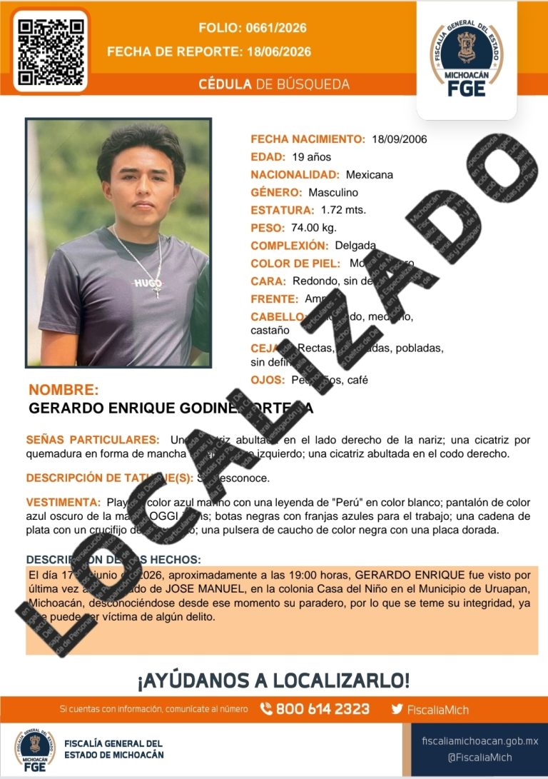 Localiza FGE a cuatro estudiantes reportados como desaparecidos en Uruapan