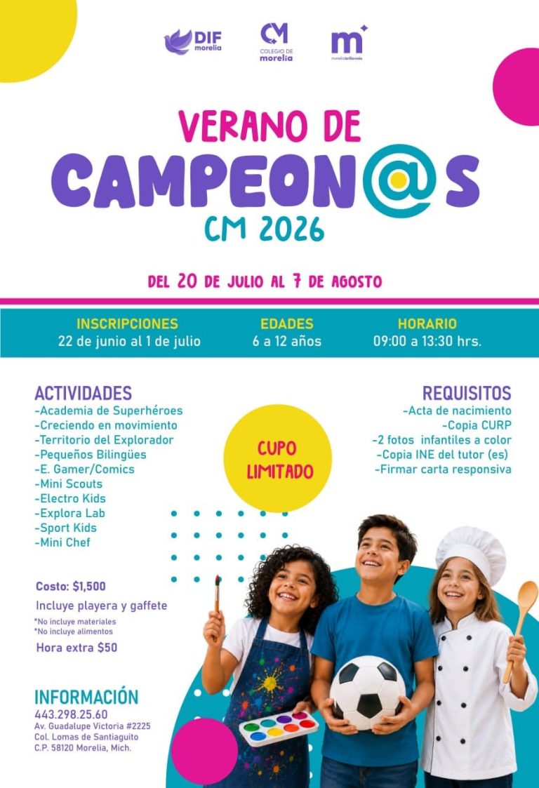 Colegio de Morelia abre inscripciones para «Verano de Campeon@s CM 2026»