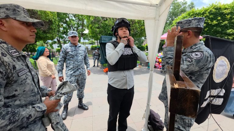 Guardia Nacional fortalece cercanía con la ciudadanía mediante exposición militar en la Plaza de Armas de Morelia