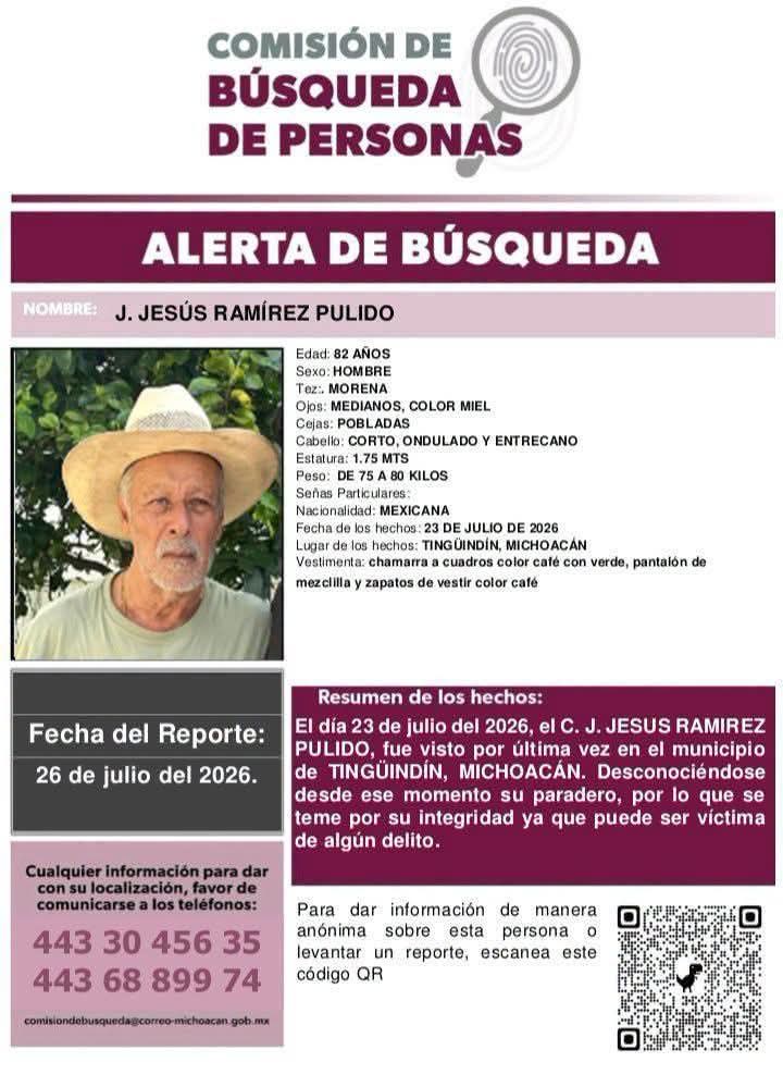 Octogenario desaparecido más de 8 días; sigue tomada la carretera en Tingüindín