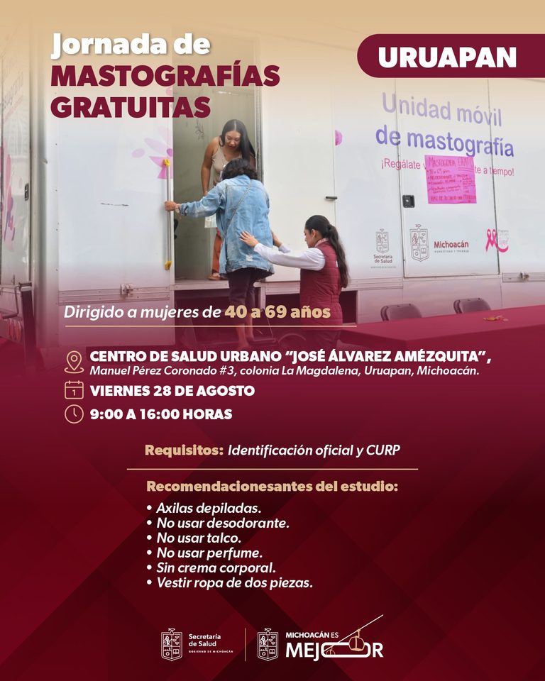 SSM realizará jornada de mastografías gratuitas a Uruapan
