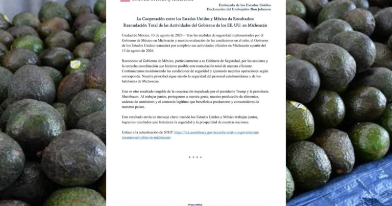 Reanuda EE. UU. actividades oficiales en todo Michoacán