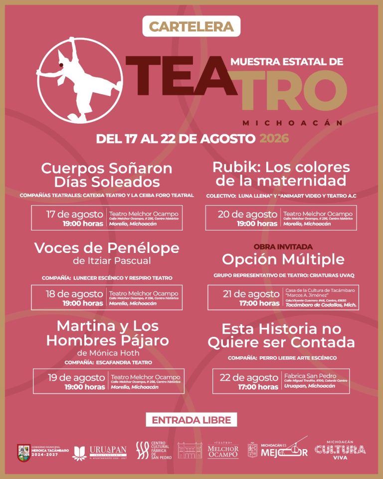 Secum presenta seis montajes en la Muestra Estatal de Teatro Michoacán 2026 