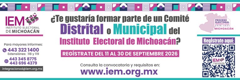 IEM abre convocatoria para integrar sus órganos desconcentrados rumbo al Proceso Electoral 2026-2027