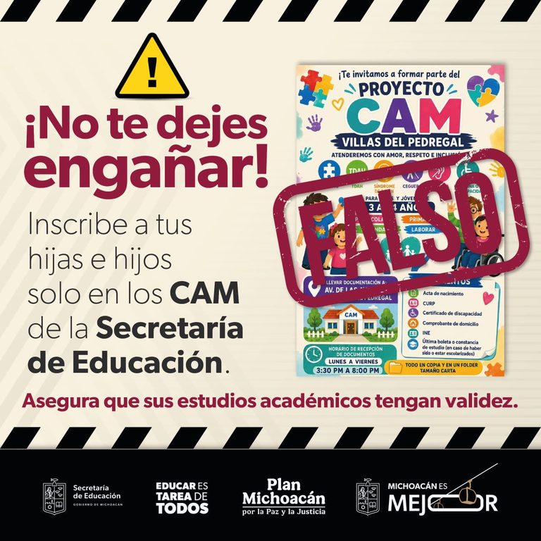 Falso prerregistro para Centro de Atención Múltiple en Villas del Pedregal: SEE