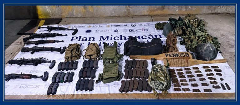 Cumplimenta FGE orden de cateo en Buenavista: asegura autos, armas y artefactos explosivos