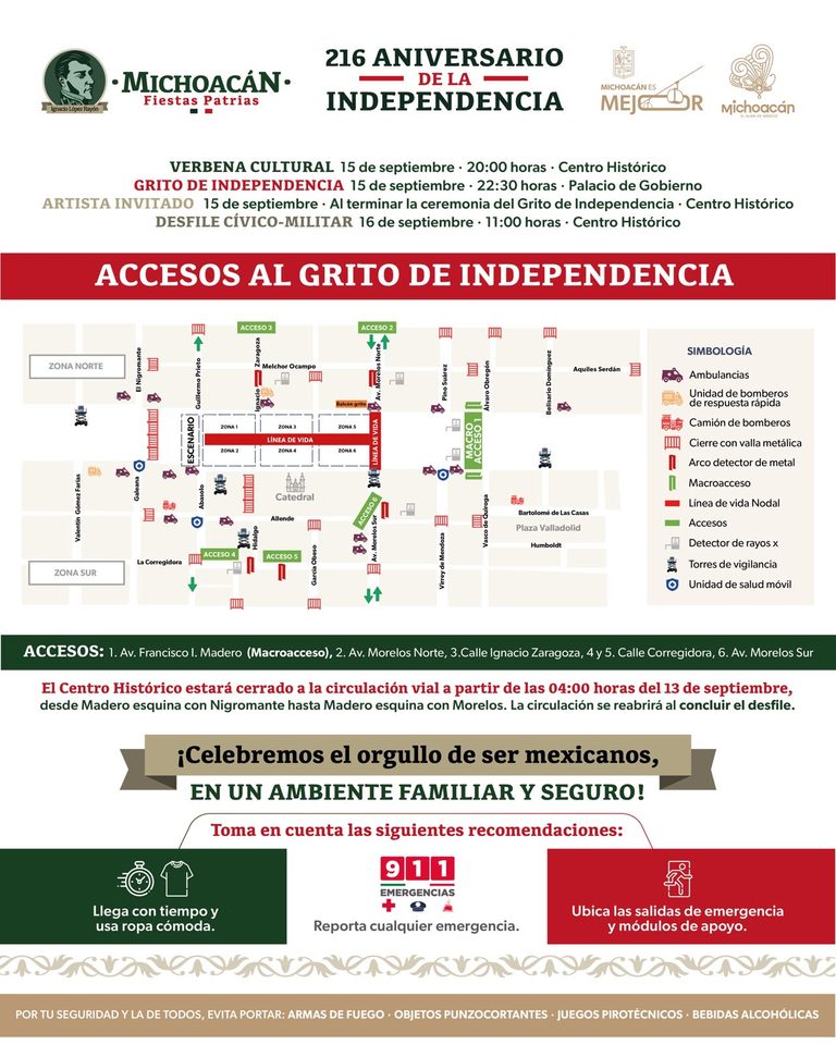 Más de 4 mil 800 efectivos vigilarán las Fiestas Patrias en Morelia: Bedolla