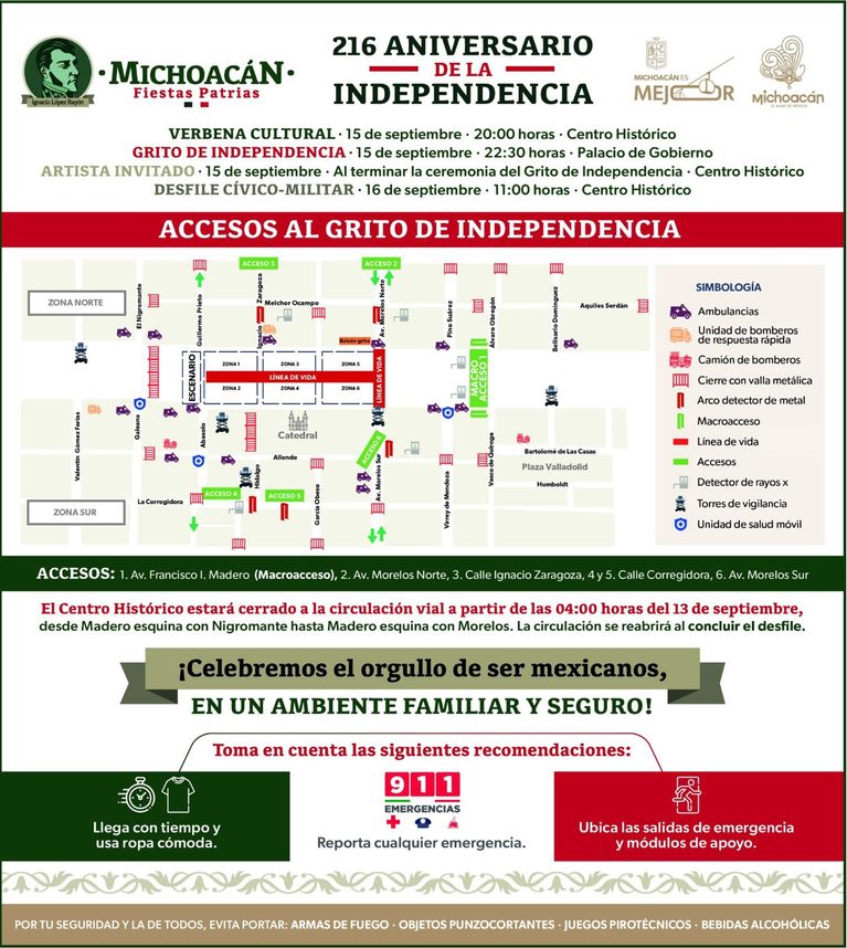 Todo listo para el Grito de Independencia: consulta cierres viales y accesos peatonales