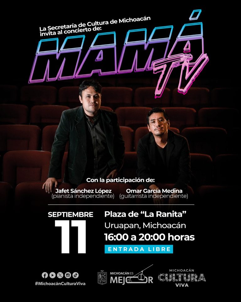 Secum invita a concierto gratuito de Mamá TV en el Centro Cultural Plaza de la Ranita en Uruapan